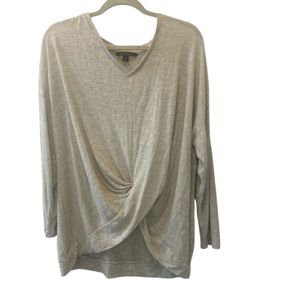 Zac & Rachel Cream Ribbed Mix Knit Top